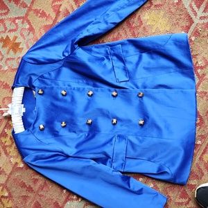 Joan Rivers polished cotton/polyester blue jacket Large